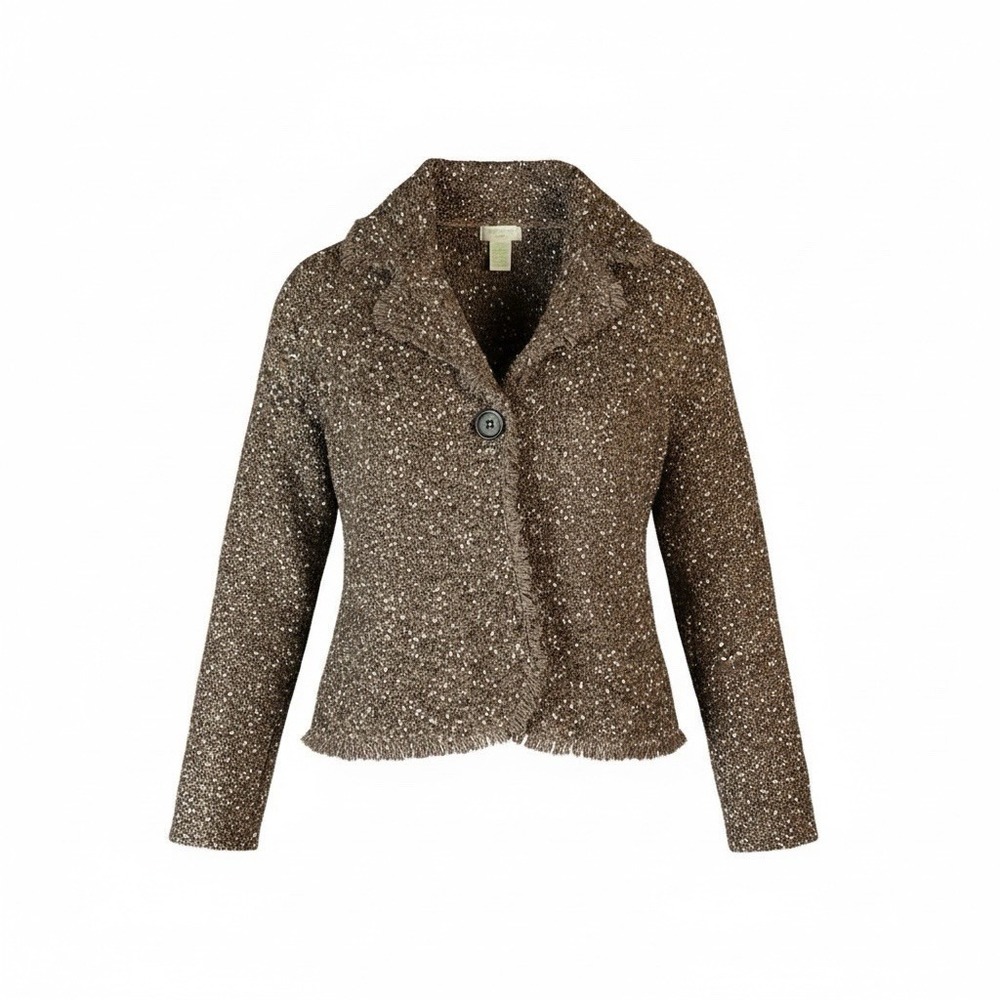 Women's Laura Ashley Cardigan Speckled Brown Size Petite Large